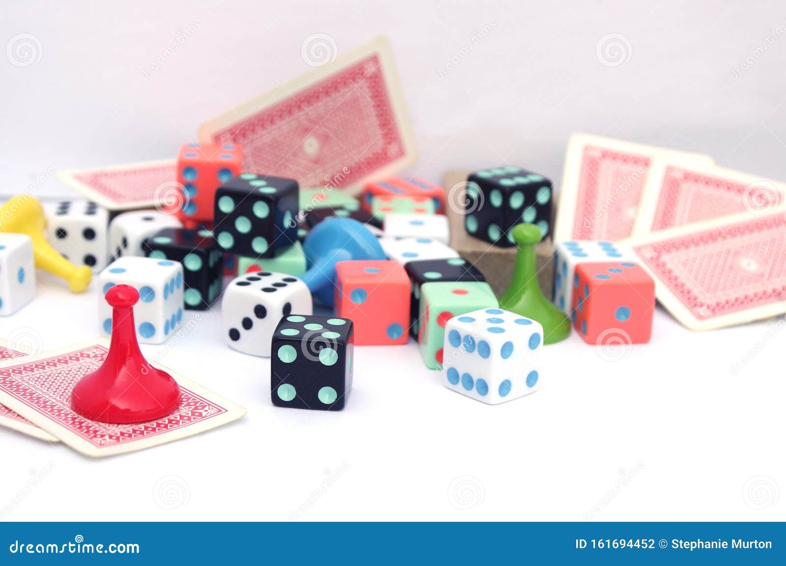 Dice, Cards and Game Board Movers Stock Photo Image of colorful