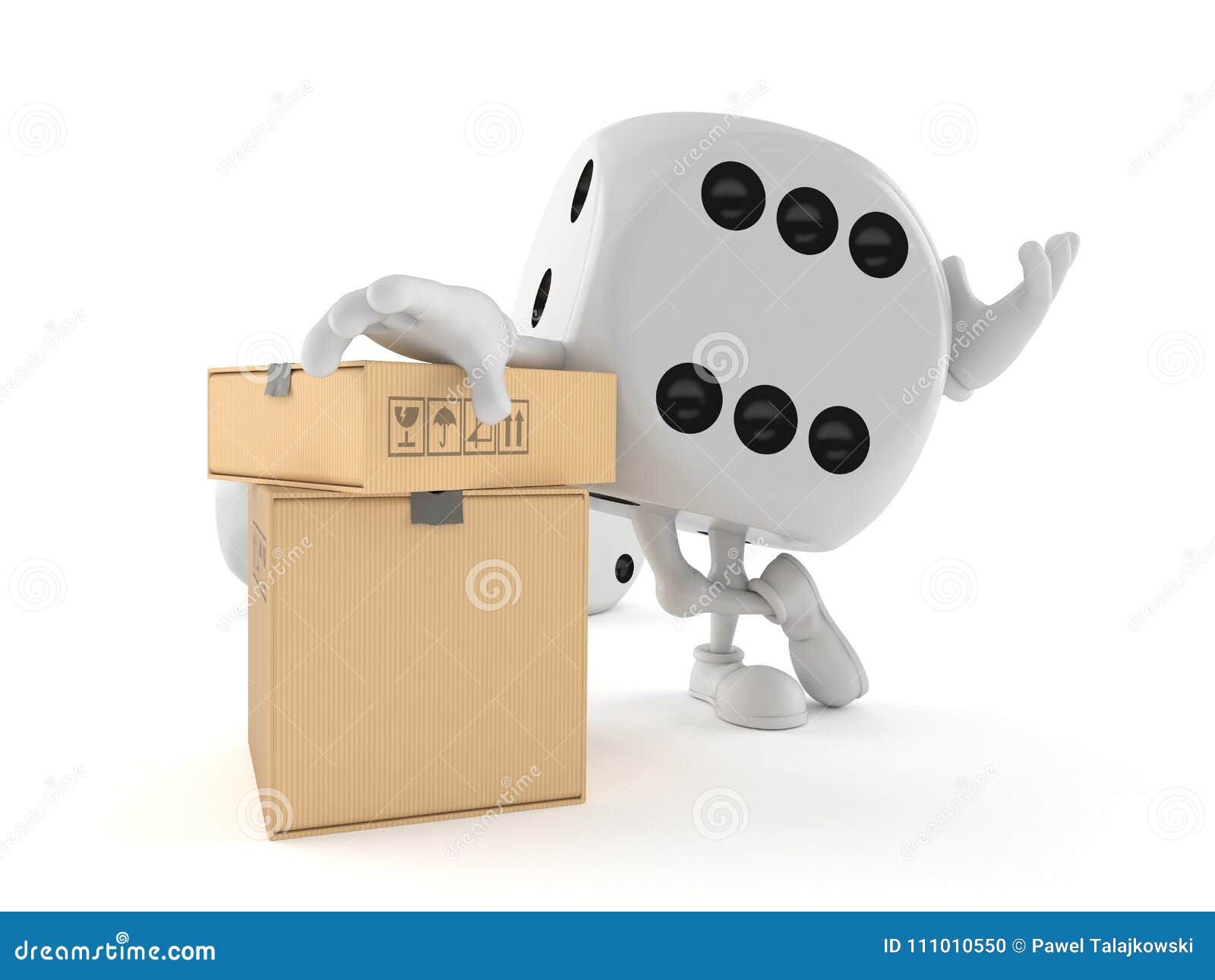 Dice Character with Packages Stock Illustration Illustration of order