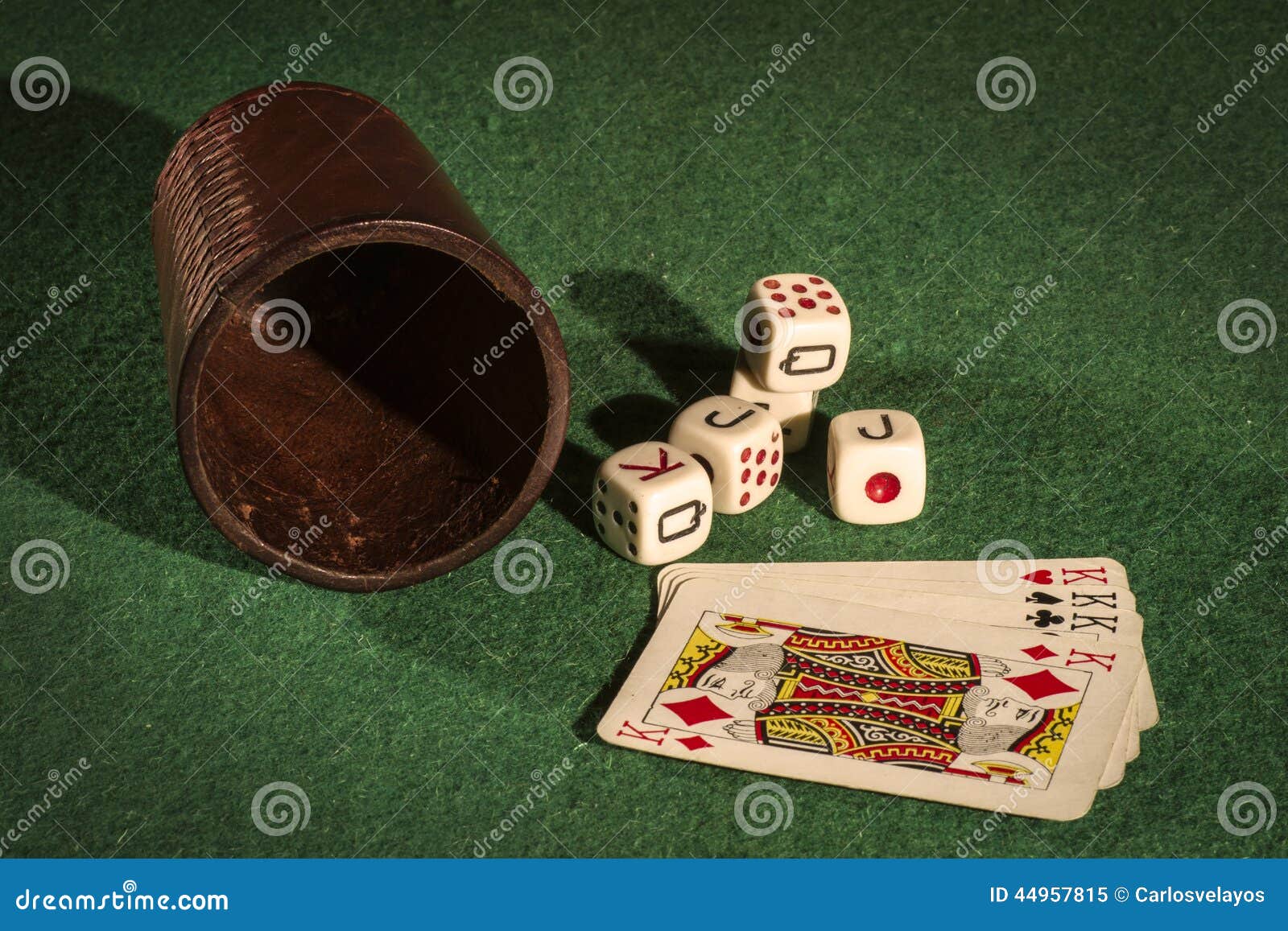 Dice Cup with Deck Cards stock image. Image of game, poker 44957815