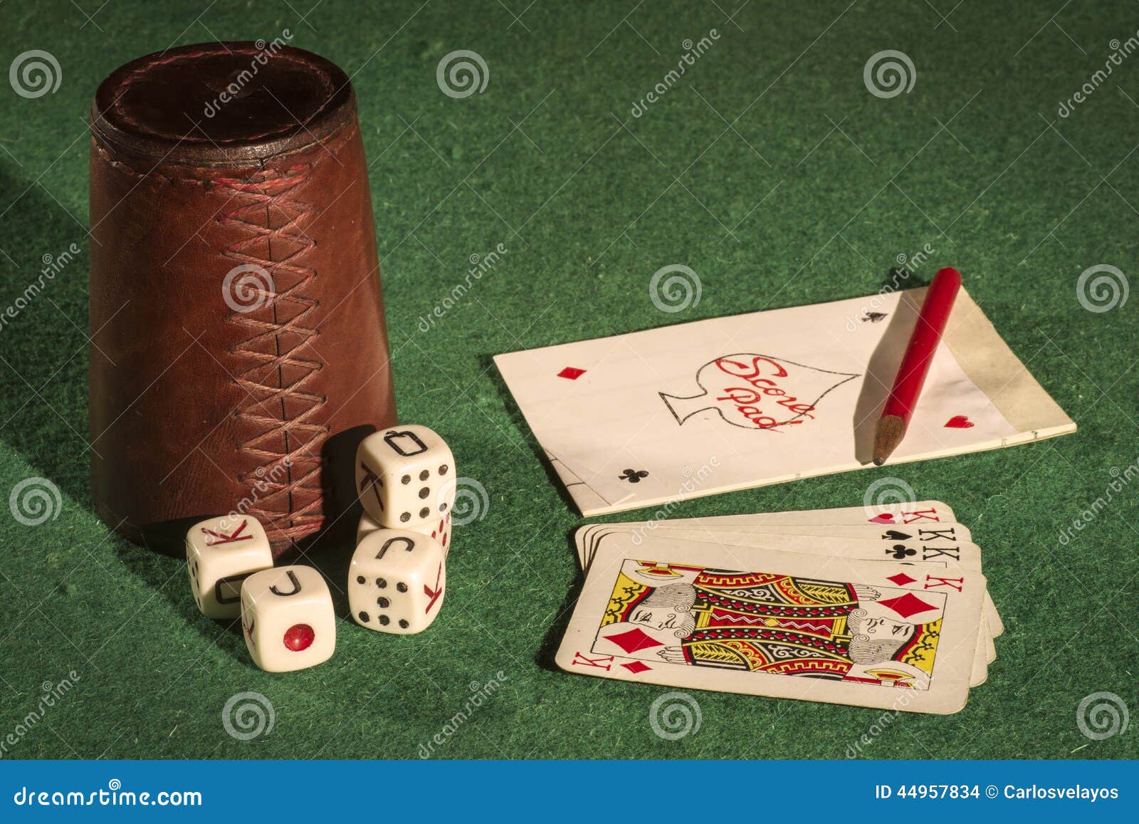 Dice Cup with Deck Cards stock photo. Image of cube, dices 44957834