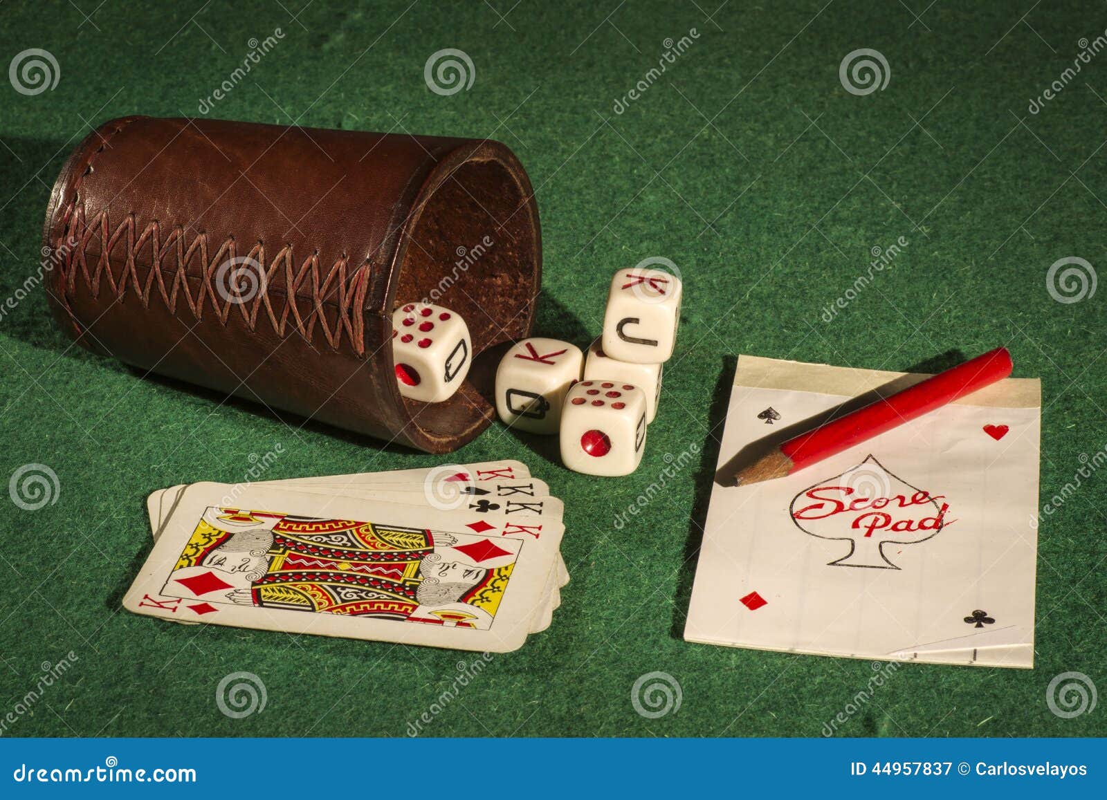 Dice Cup with Deck Cards stock image. Image of gambling 44957837