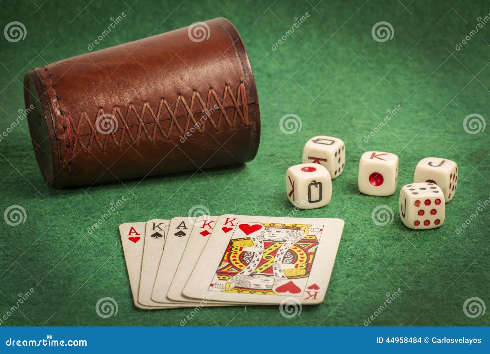 Dice Cup with Deck Cards stock photo. Image of entertaiment 44958484