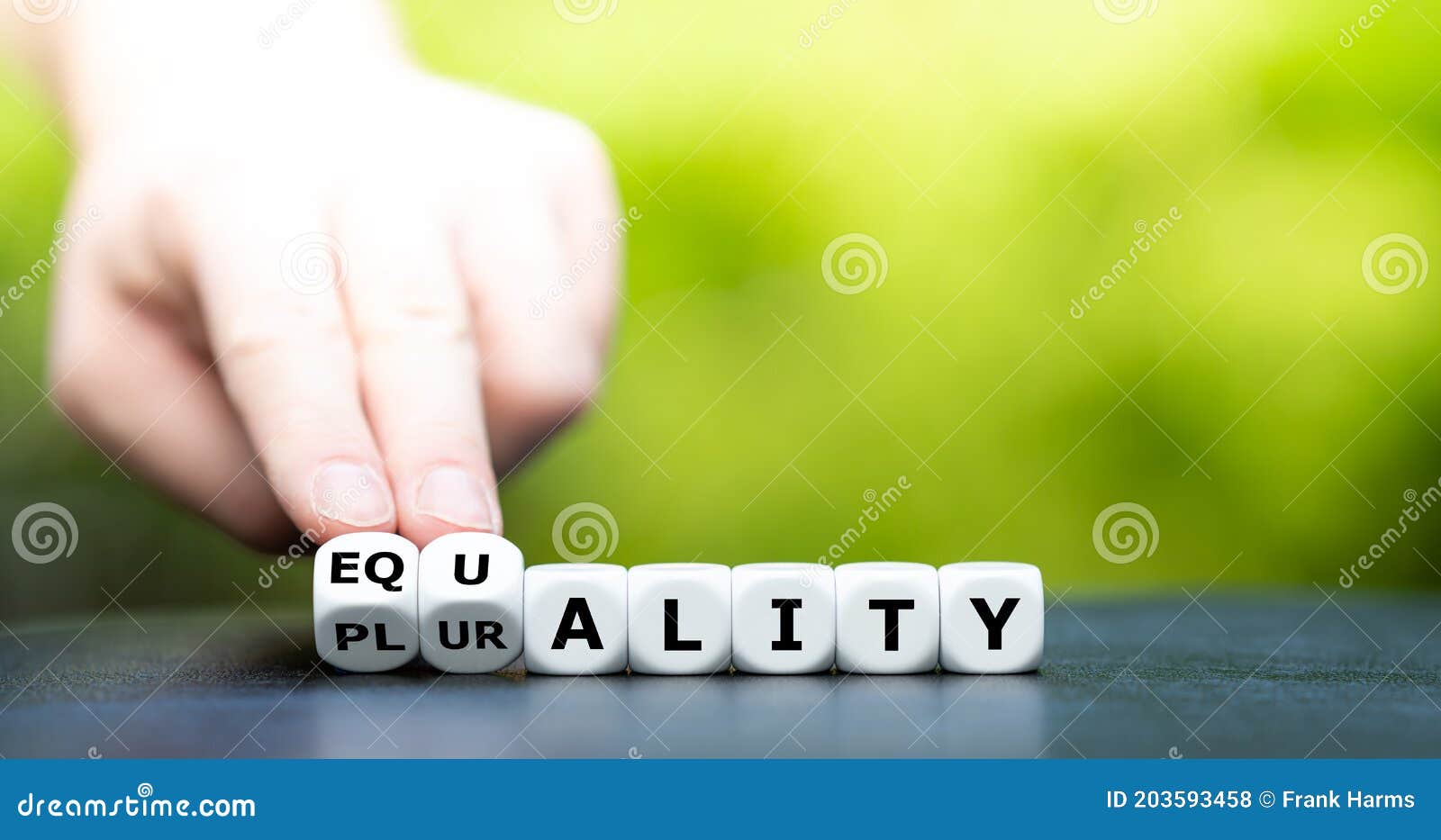dice form the words plurality and equality.