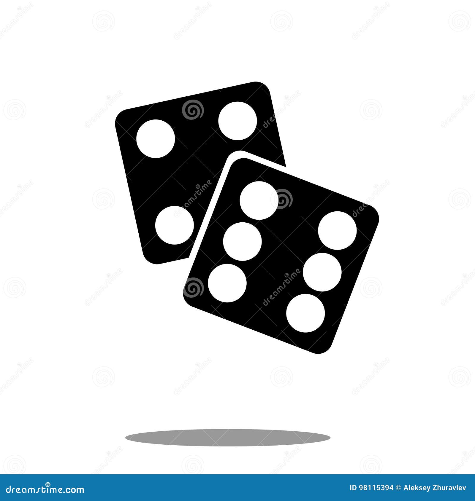 Dice Icon Black Silhouette on White Background Vector Stock Vector