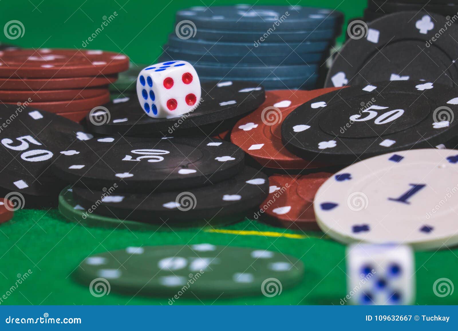 Dice ,Poker Chips Multicolor Stock Image Image of business, gambling