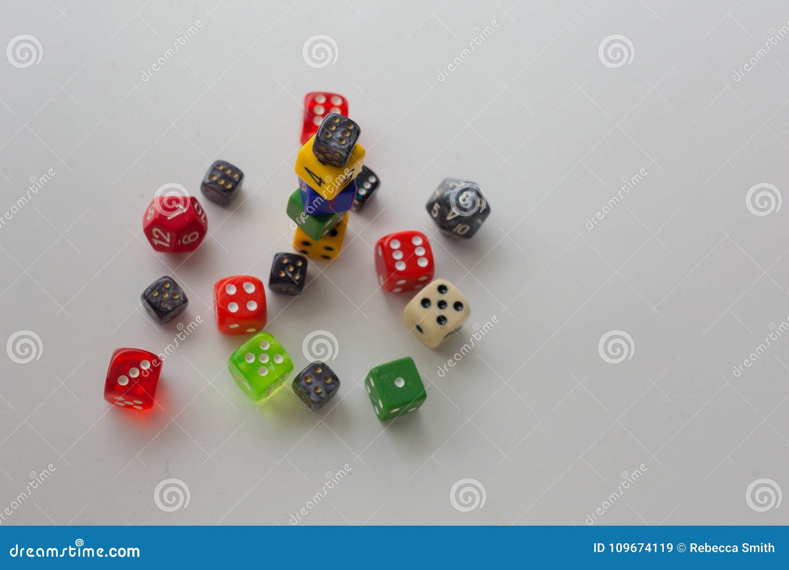Dice Stacked and Randomly Placed Stock Image Image of rolling