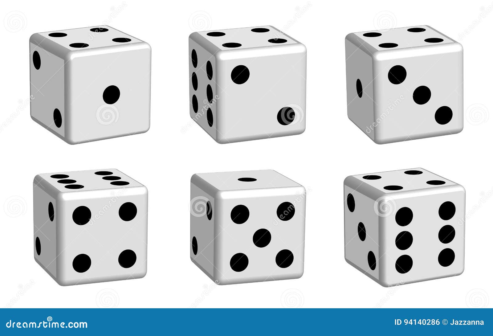 Download Dice white set in 3D view stock vector. Illustration of ...