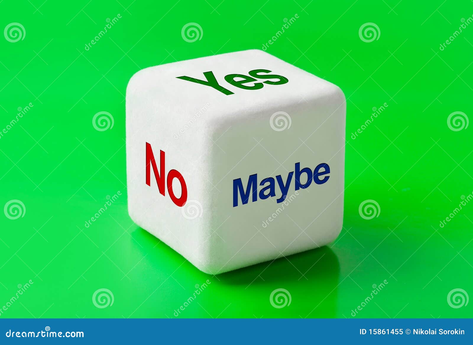 dice with words yes, no and maybe