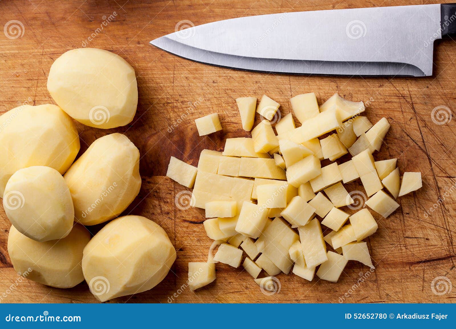 Diced potatoes. stock photo. Image of peeled, kitchen 52652780