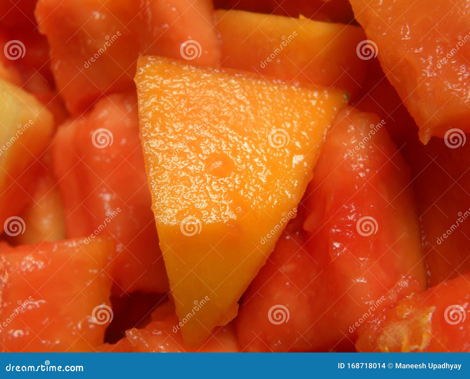 Diced ripe Papaya fruit stock photo. Image of isolated 168718014