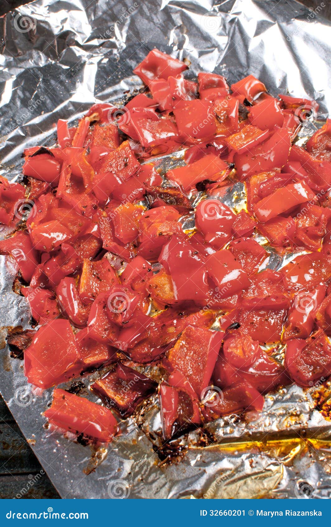 Diced Sweet Pepper Roasted in Oven Stock Image Image of cooking