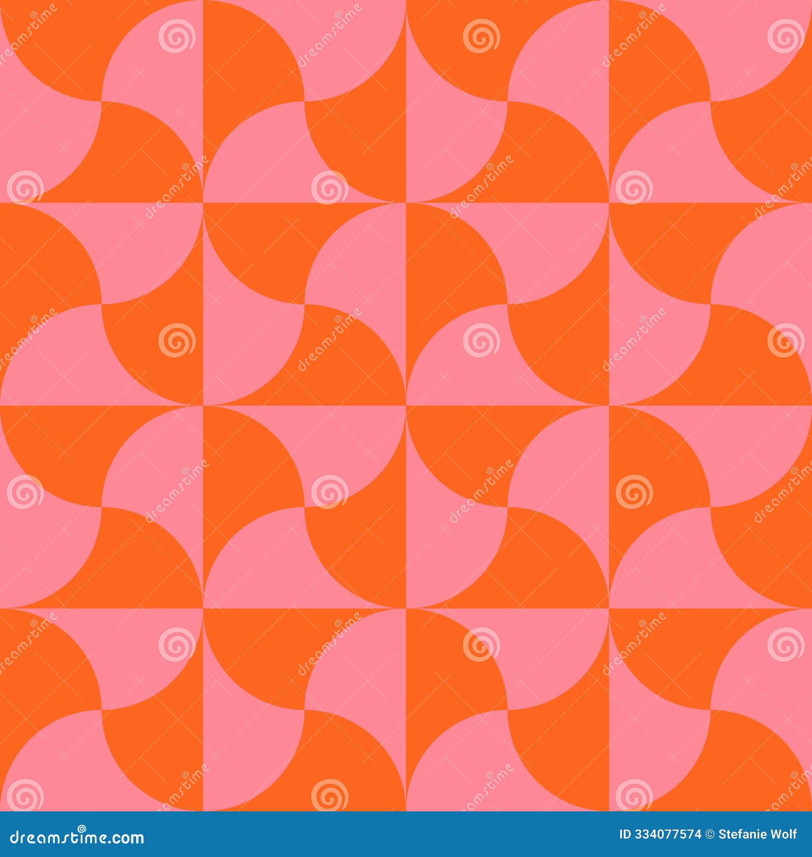bold retro 1960 1970 orange and soft vintage pink halved scale s non-directional
