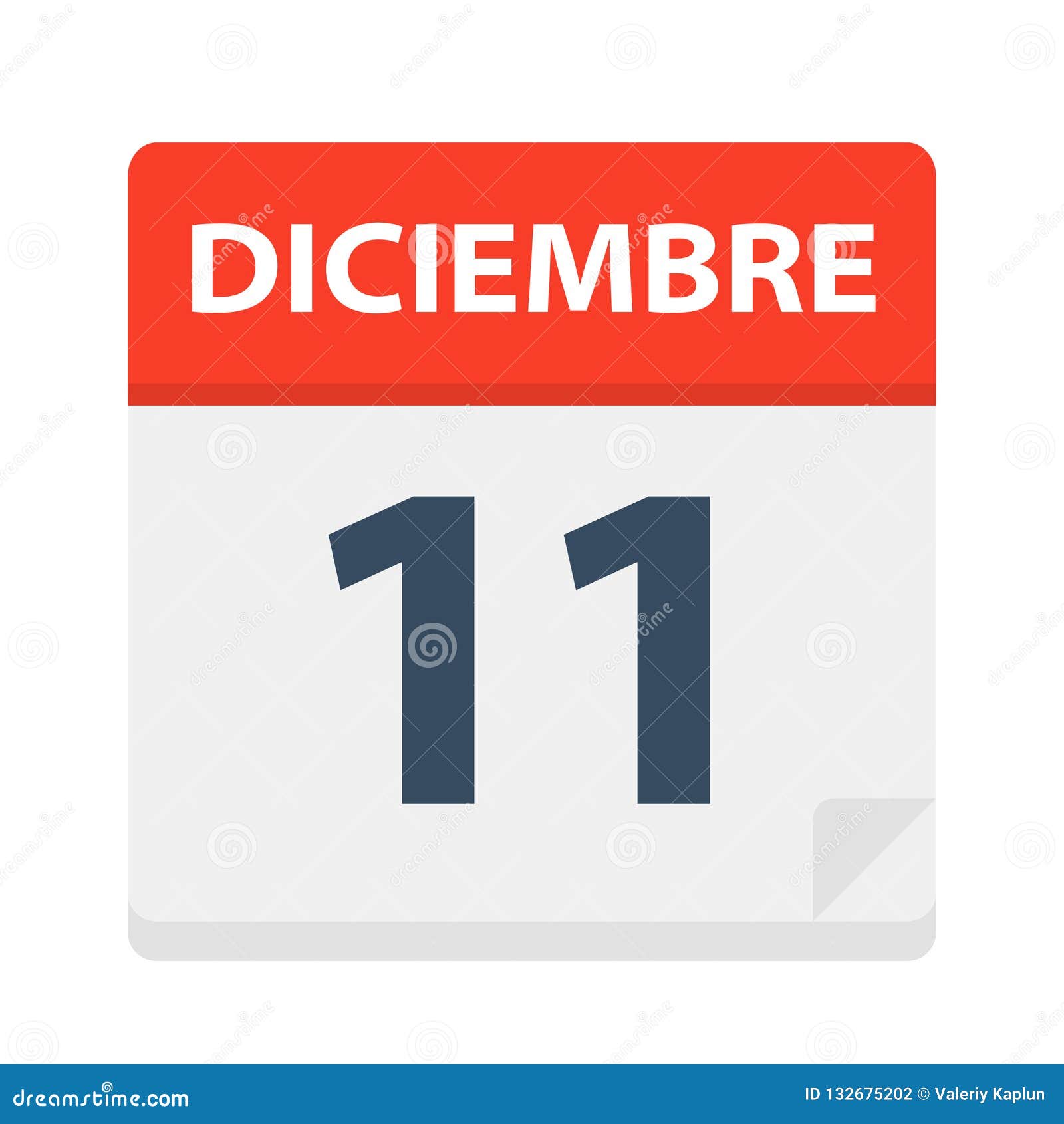 diciembre 11 - calendar icon - december 11.   of spanish calendar leaf