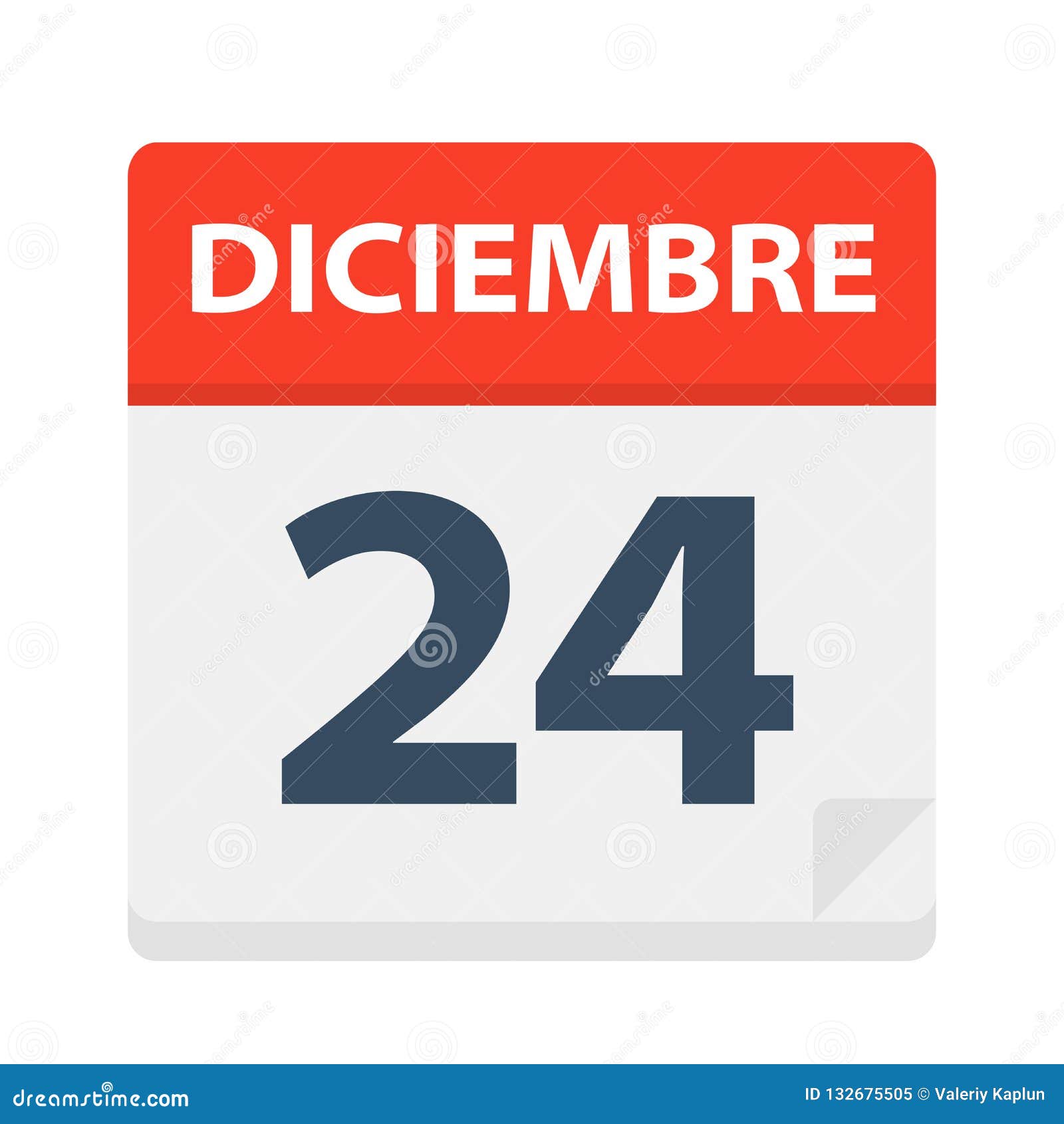 diciembre 24 - calendar icon - december 24.   of spanish calendar leaf