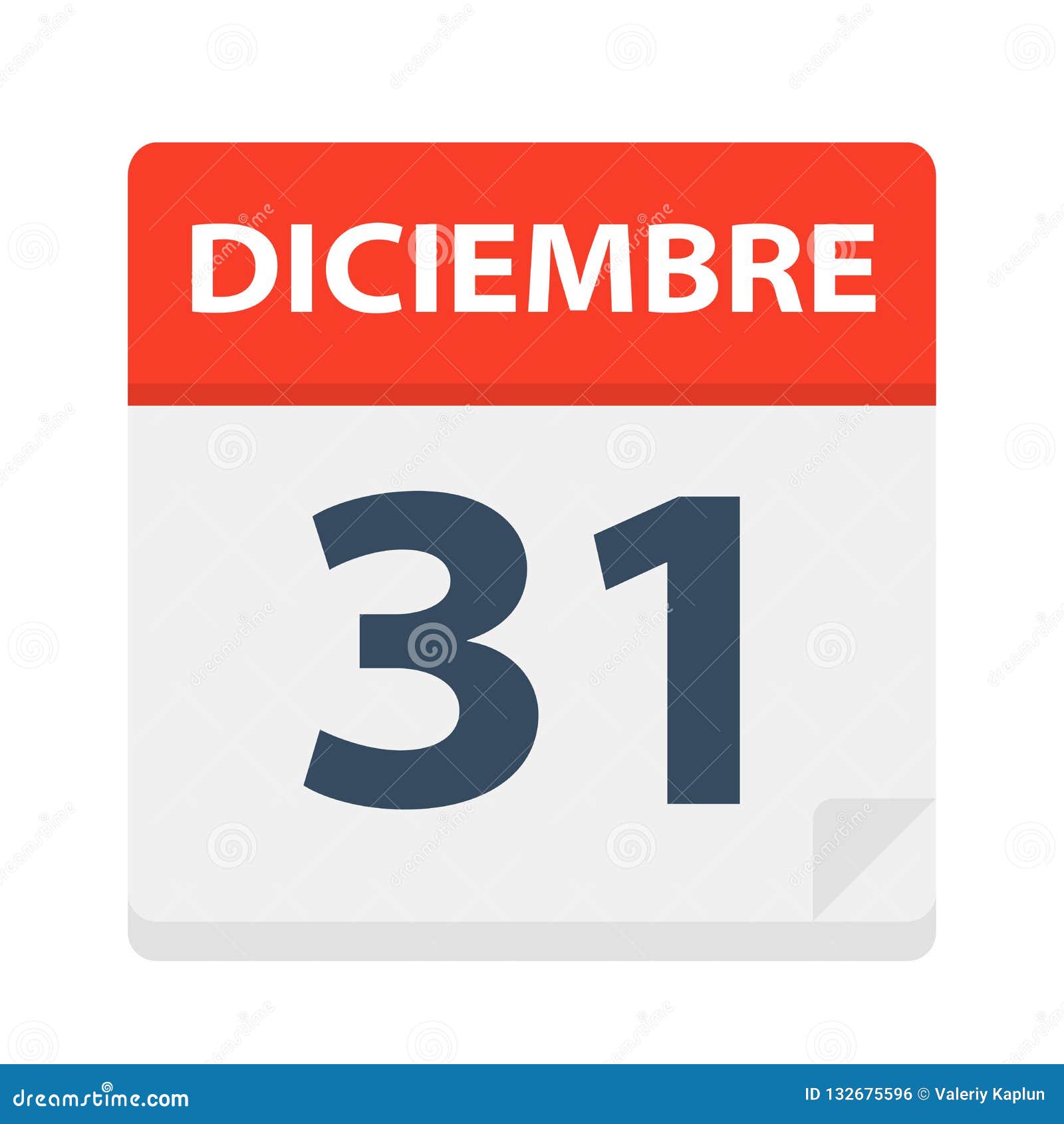 diciembre 31 - calendar icon - december 31.   of spanish calendar leaf