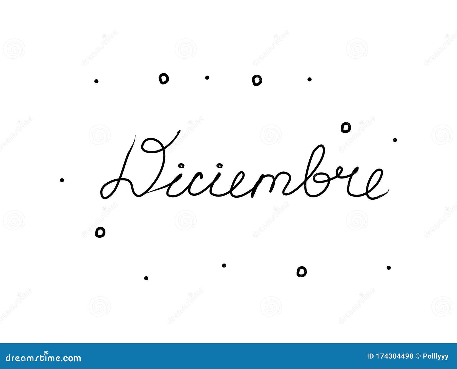 diciembre phrase handwritten with a calligraphy brush. december in spanish. modern brush calligraphy.  word black