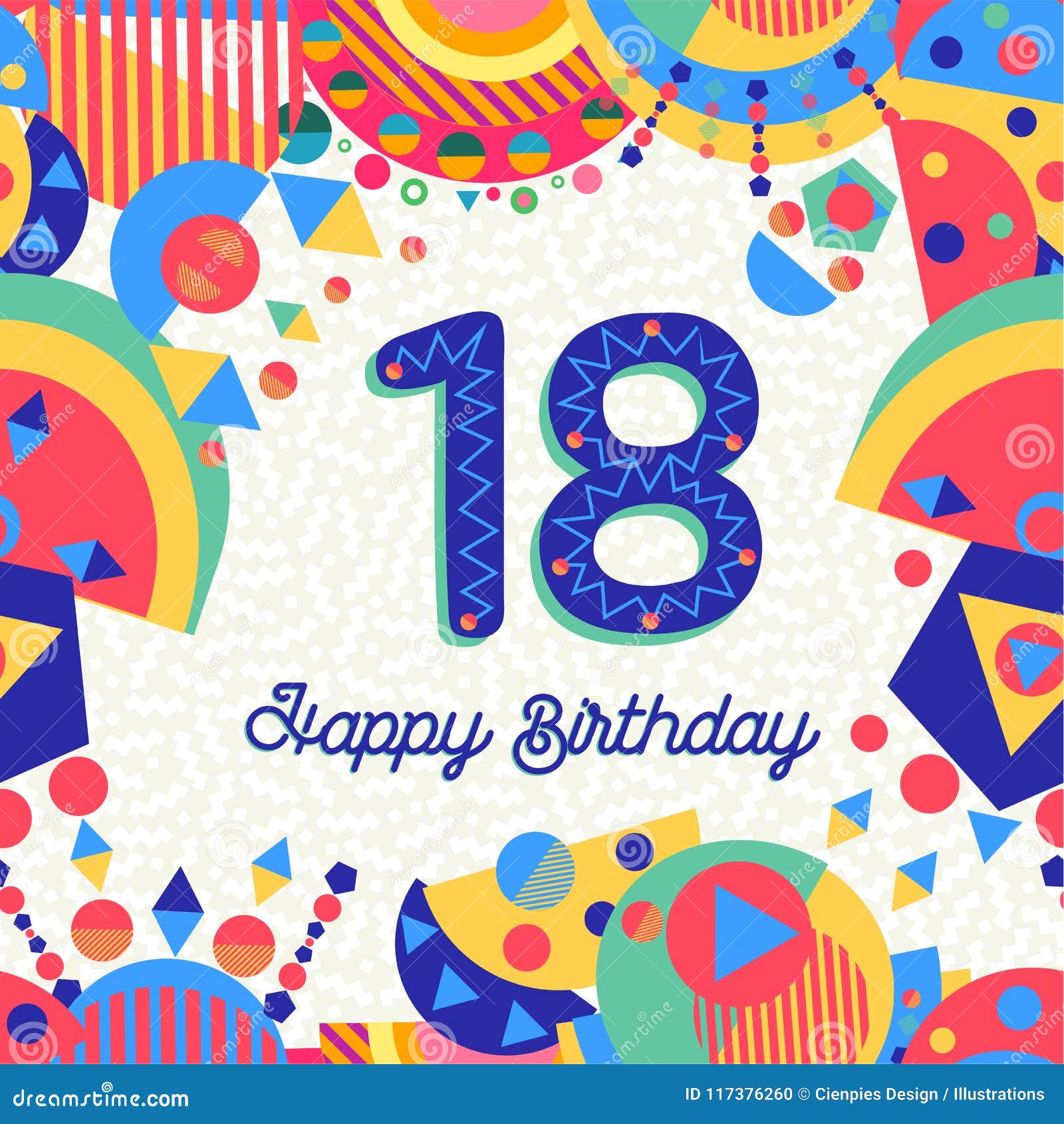 Diciotto Numero Della Cartolina D Auguri Di Compleanno Di 18 Anni Illustrazione Vettoriale Illustrazione Di Felice Compleanno