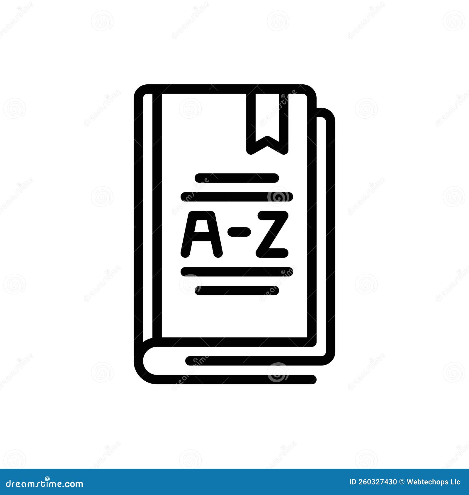 black line icon for dictionaries, lexicon and vocabulary