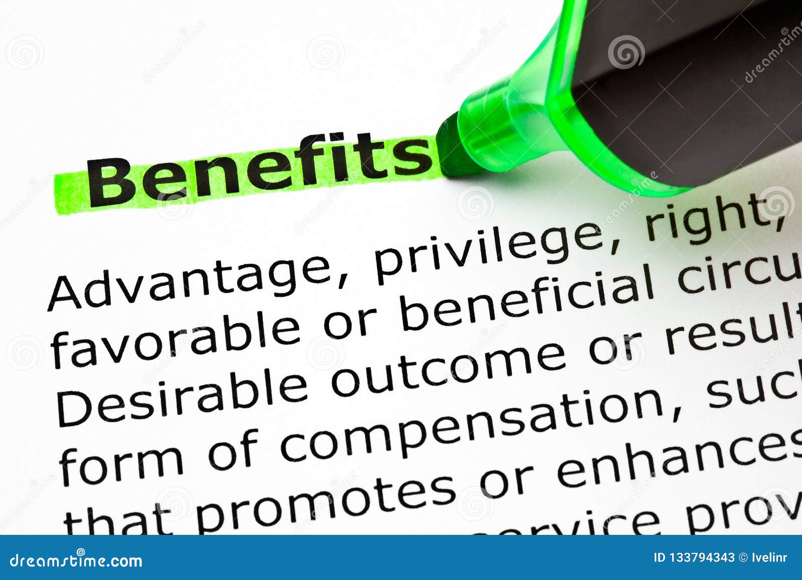 Dictionary Definition of Word Benefits Stock Image Image of earn