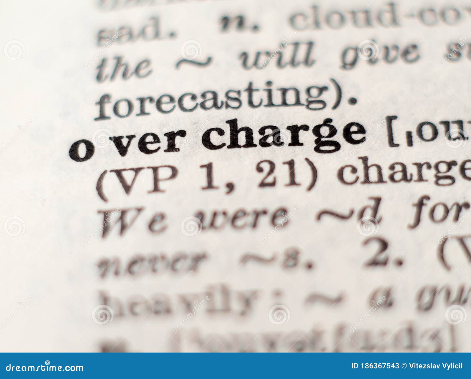 Dictionary Definition of Word Overcharge Stock Image Image of concept