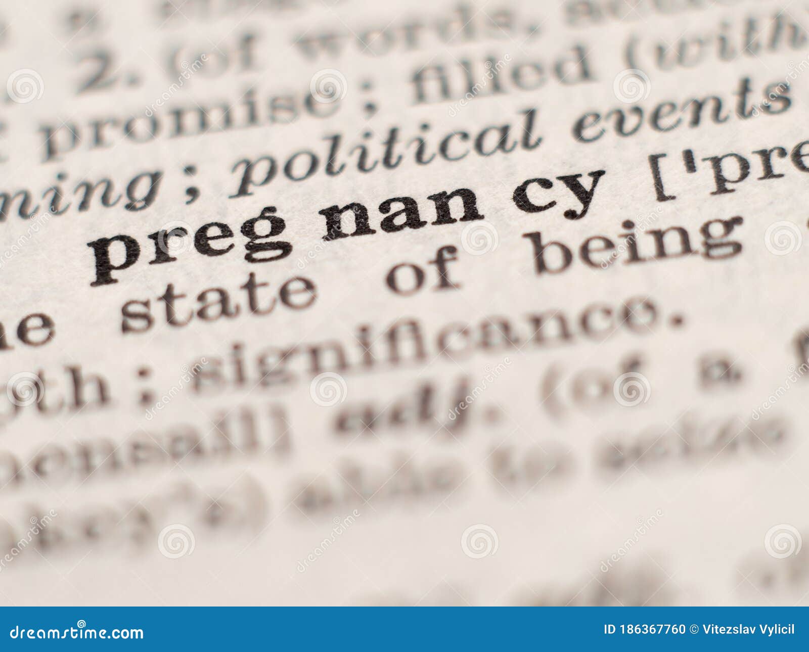 Dictionary Definition of Word Pregnancy Stock Photo Image of knowledge, information 186367760