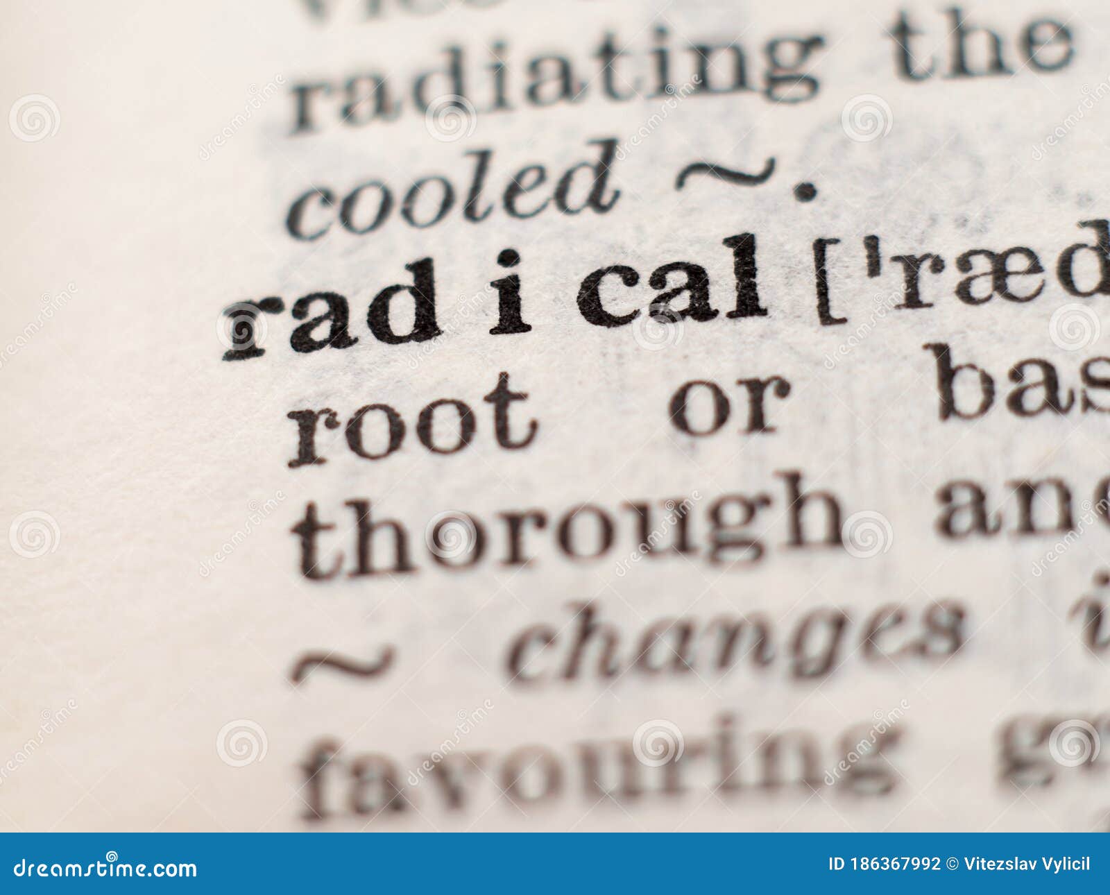 Dictionary Definition of Word Radical Stock Photo Image of dictionary