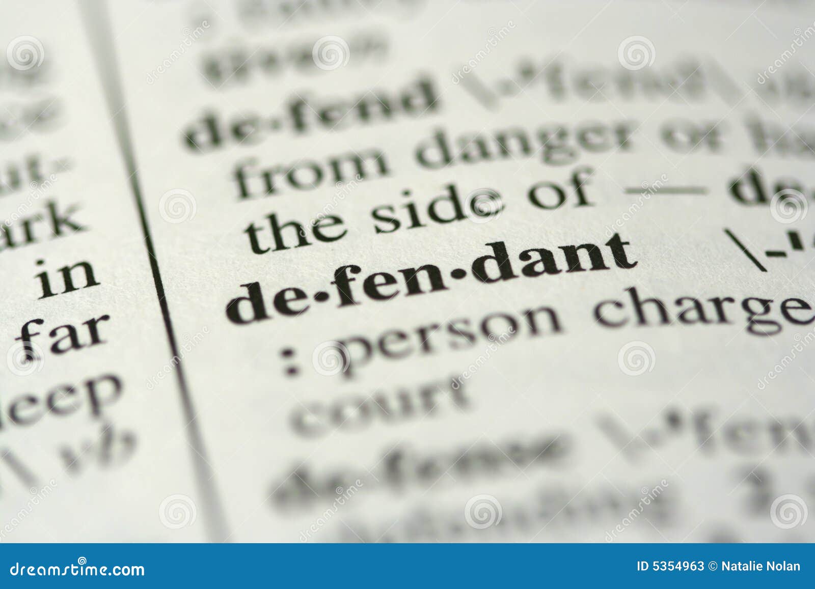 dictionary word - defendant