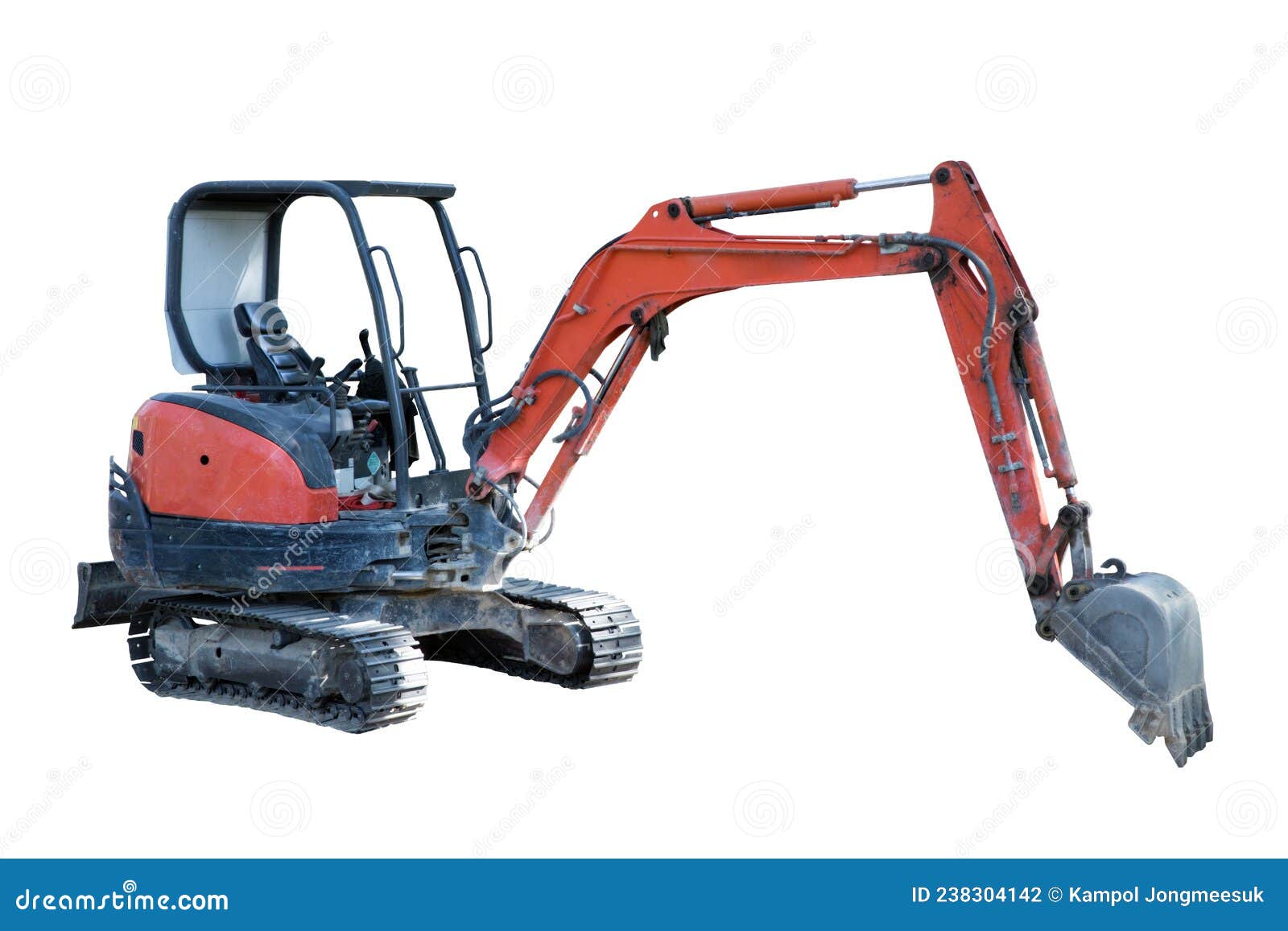 Die Cut of Orange Excavator on White Isolated Stock Photo Image of
