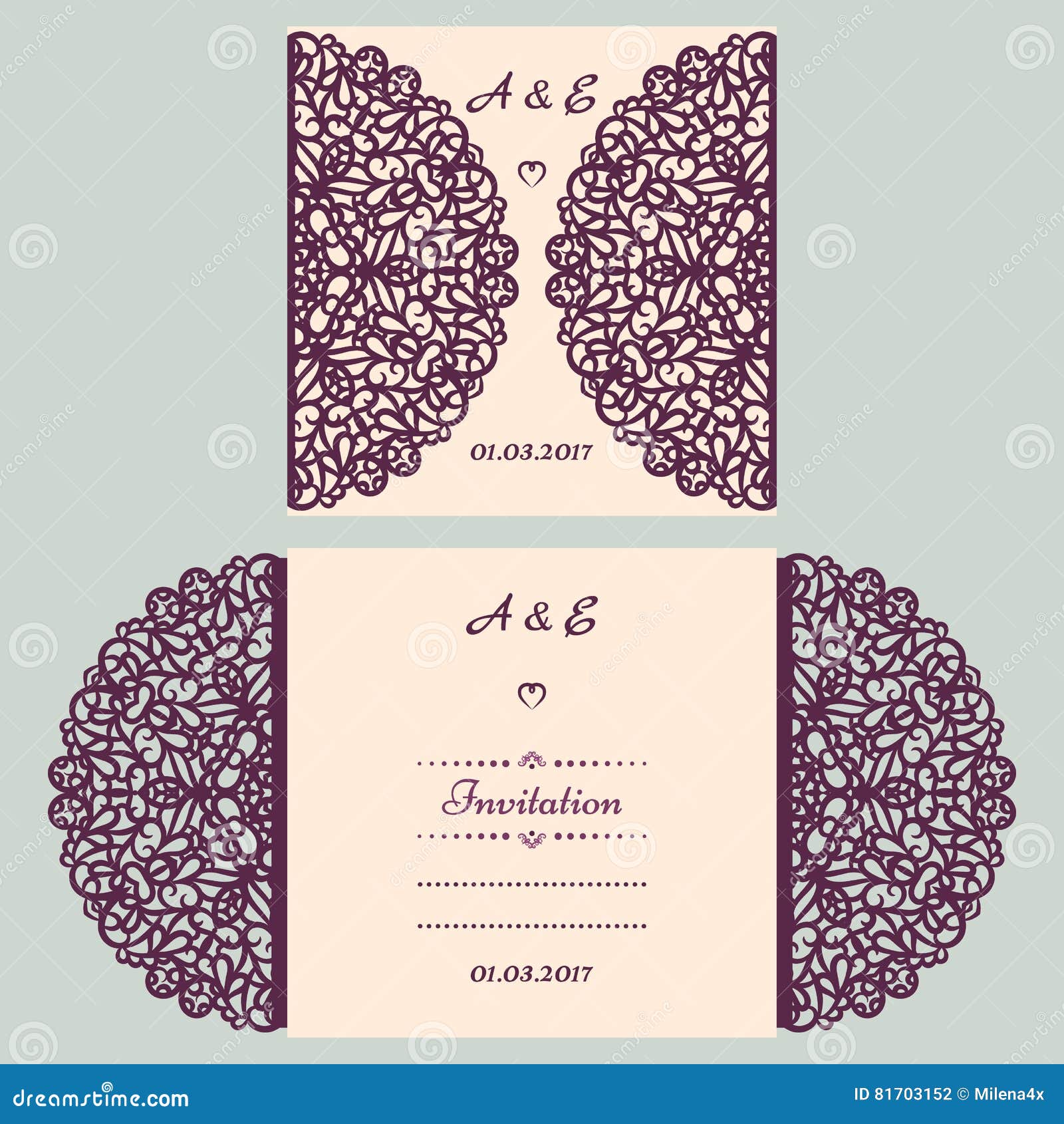 Die Cut Wedding Invitation Card Template. Paper Cut Out Card With Lace  Stock Vector - Illustration Of Elegant, Fretwork: 81703152