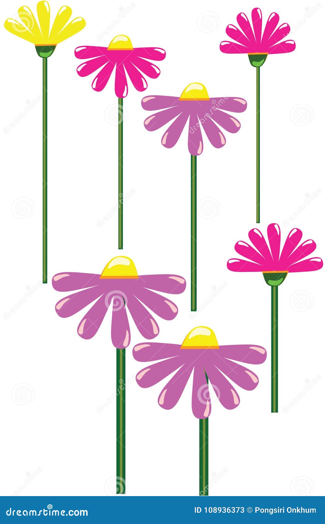 Die Form Einer Blume Einfach Blumenmuster Mit Langem Stamm Auf Weissem Hintergrund Vektor Abbildung Illustration Von Langem Stamm