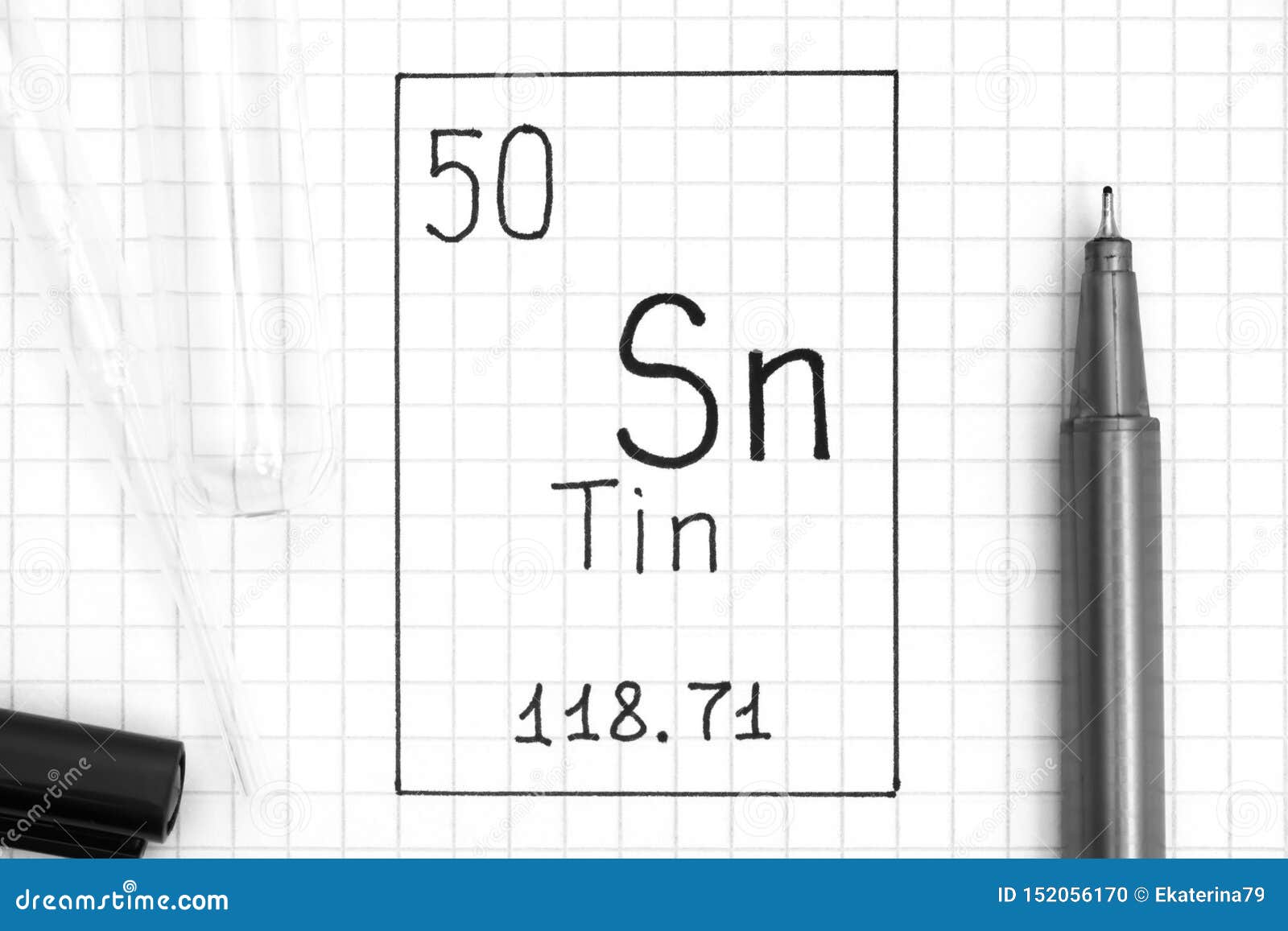 Die Periodische Tabelle Der Elemente Chemisches Element Tin Sn Der Handschrift Mit Schwarzem Stift Reagenzglas Und Pipette Stockfoto Bild Von Schwarzem Chemisches