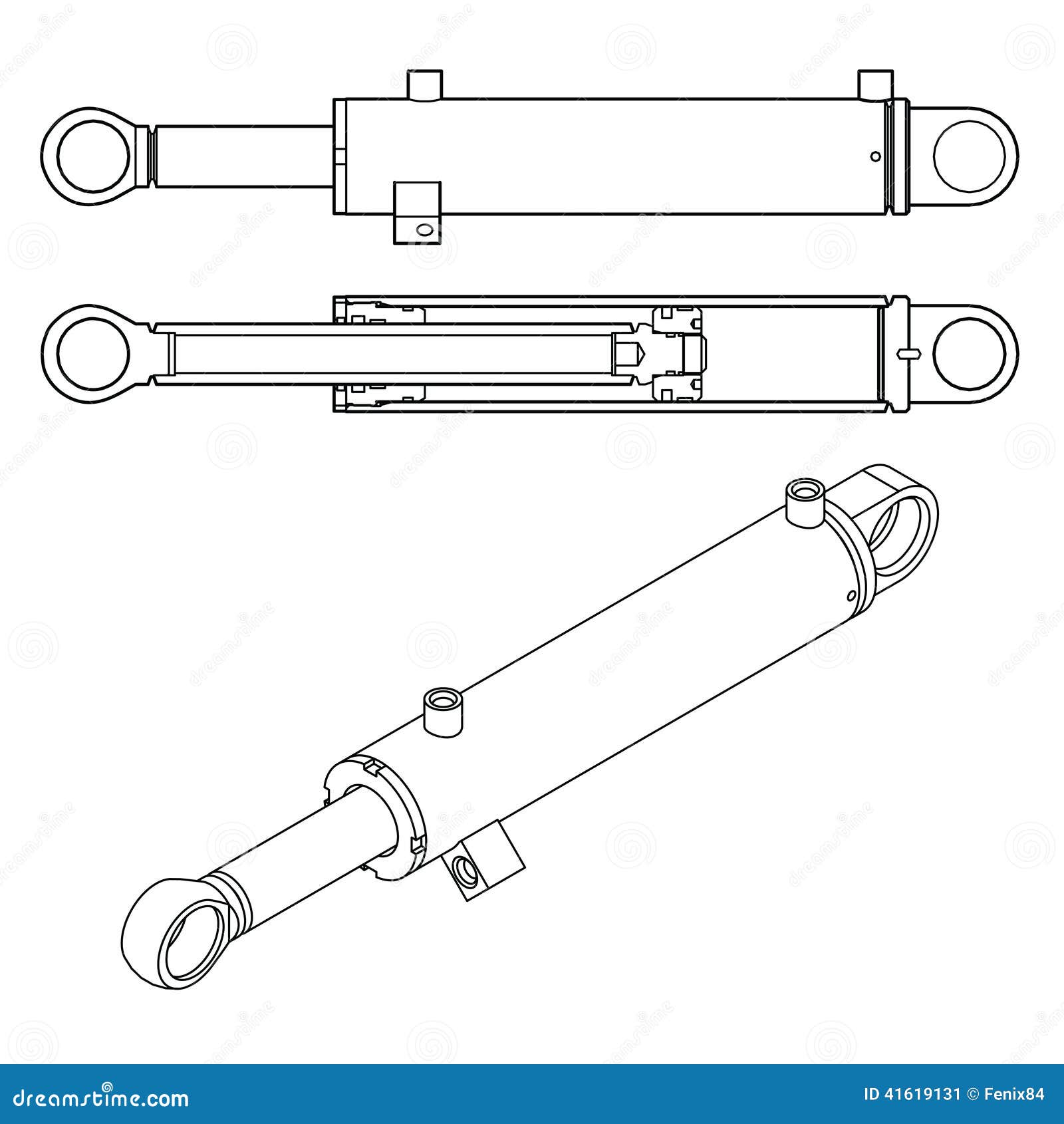 Die Skizze Eines Hydrozylinders Vektor Abbildung Illustration von