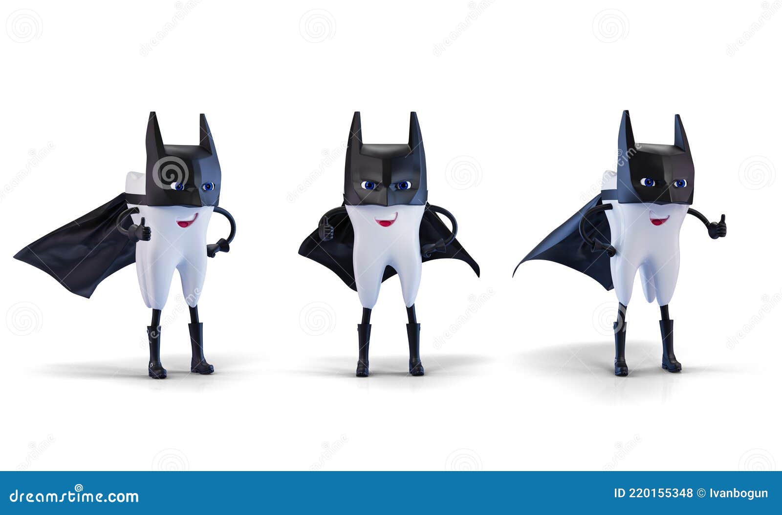 Diente Como Super Héroe Batman En Blanco. Ilustración 3d De Procesamiento  Stock de ilustración - Ilustración de cuidado, bateador: 220155348
