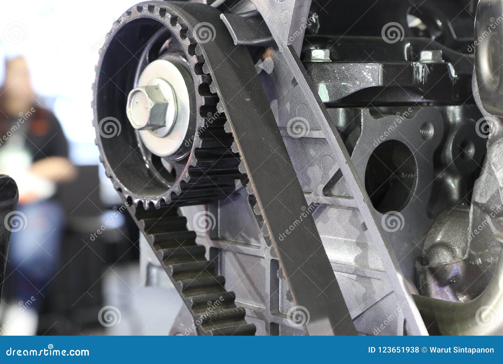 diesel engine timing belt ; close up