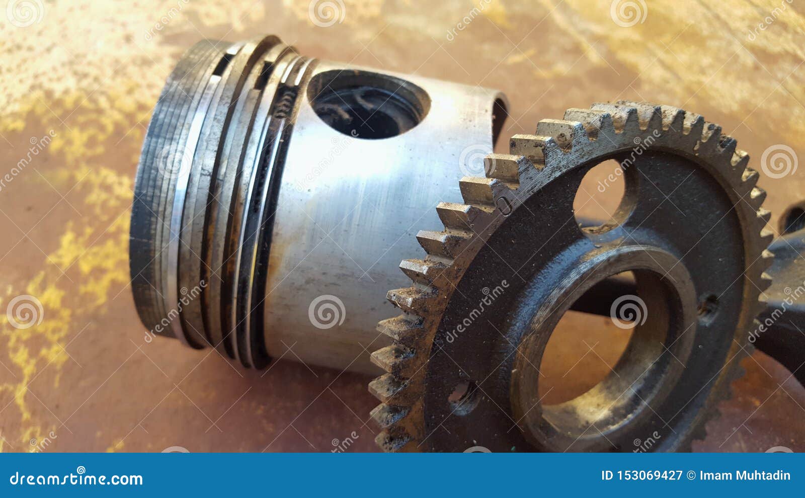 Diesel Piston and Gear, the Main Driving Component on the Engine Stock Image Image of