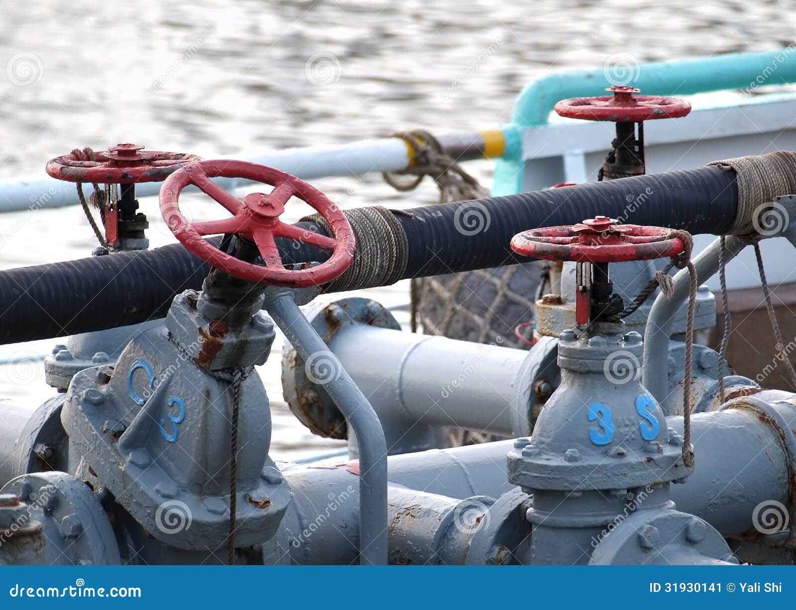 Diesel Supply Ship With Pipes And Valves Diesel Supply Ship With Pipes And Valves Stock Image