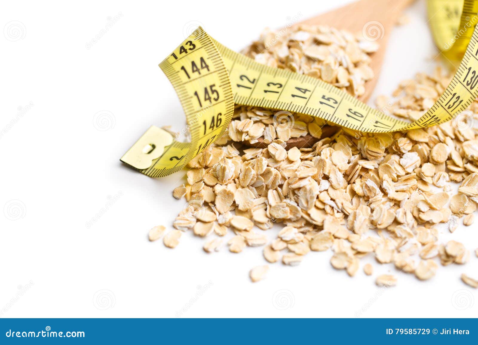 Diet Concept. Oatmeal Ans Measuring Tape.
