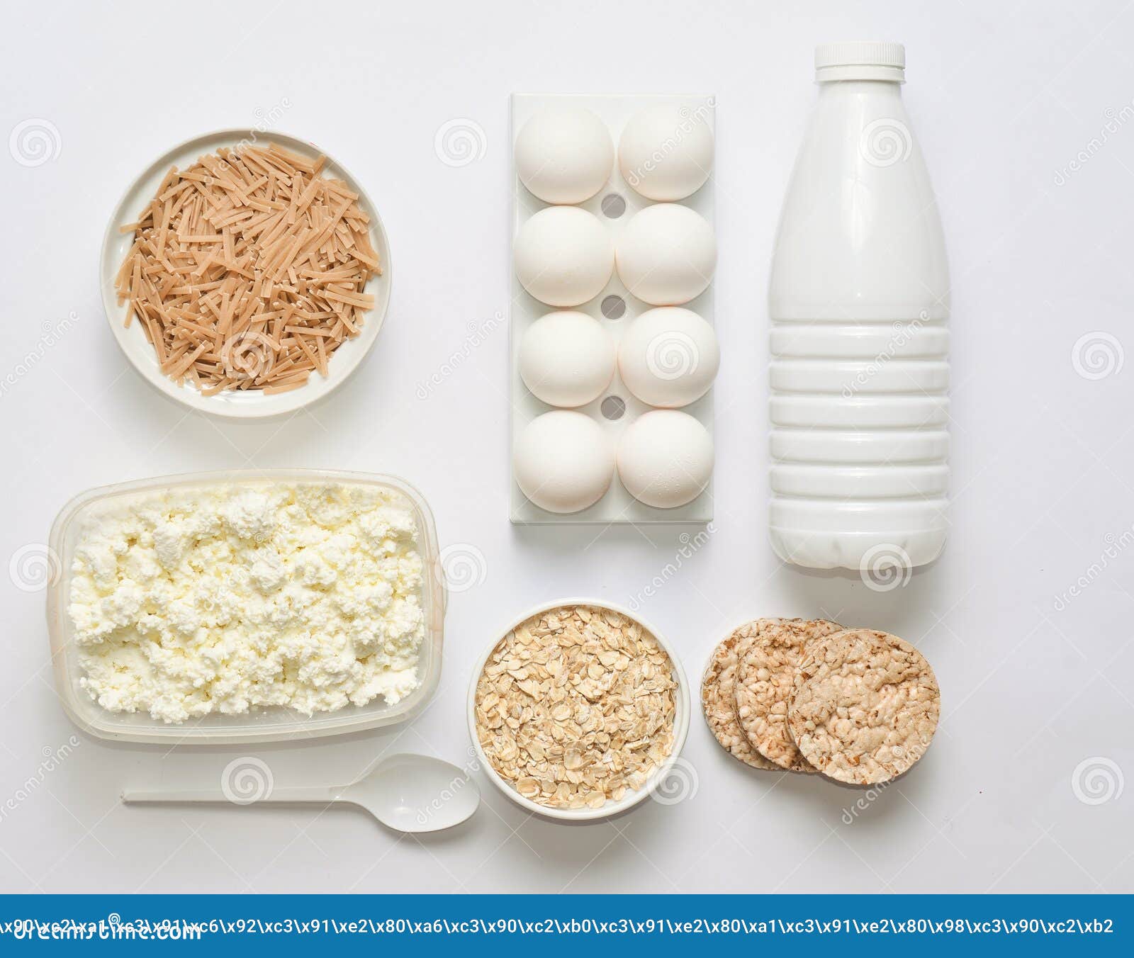 Diet Healthy Food Bottle Of Yogurt Crispy Round Bread