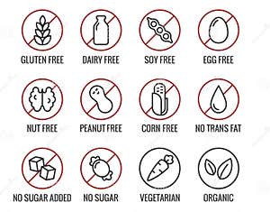 Allergens Icons Symbols Vector Illustration CartoonDealer 