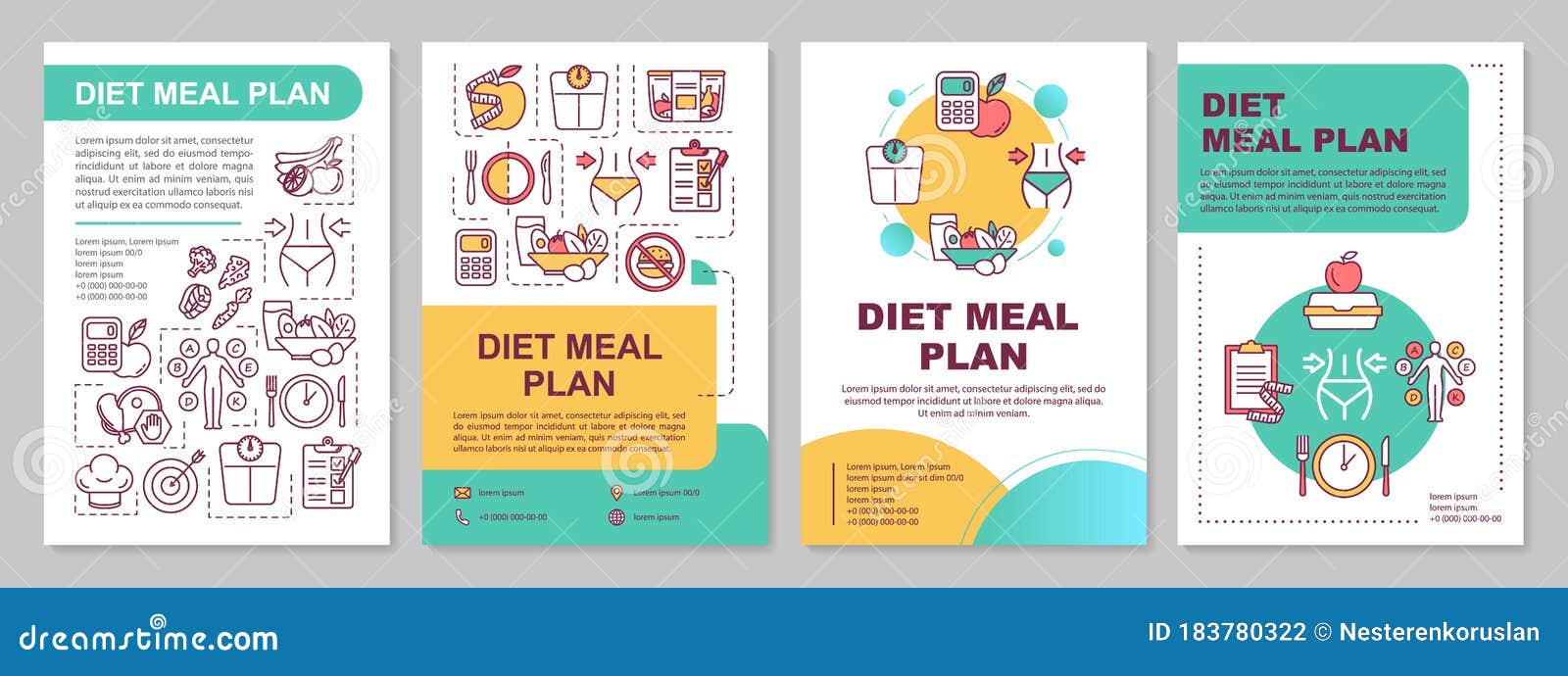 Diet Meal Plan Brochure Template. Mindful Nutrition Stock Vector Diet Meal Plan Brochure Template. Mindful Nutrition Stock Vector