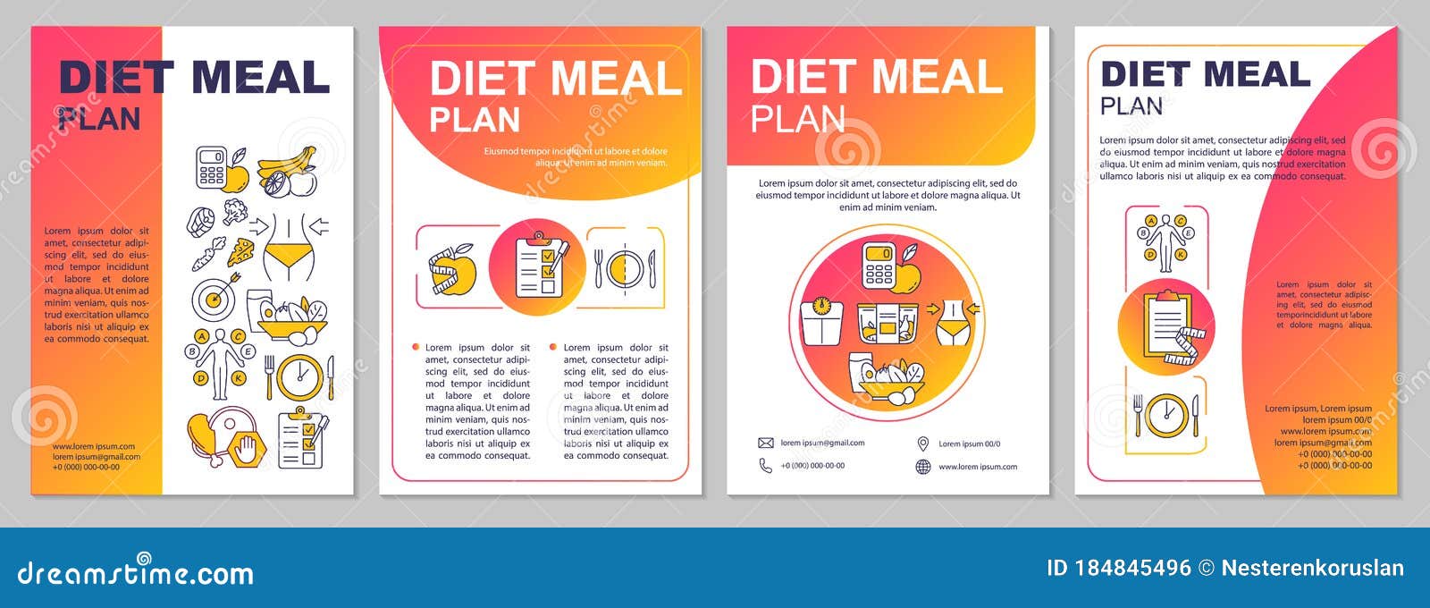 Diet Meal Planning Brochure Template. Mindful Eating, Dietary Food Diet Meal Planning Brochure Template. Mindful Eating, Dietary Food