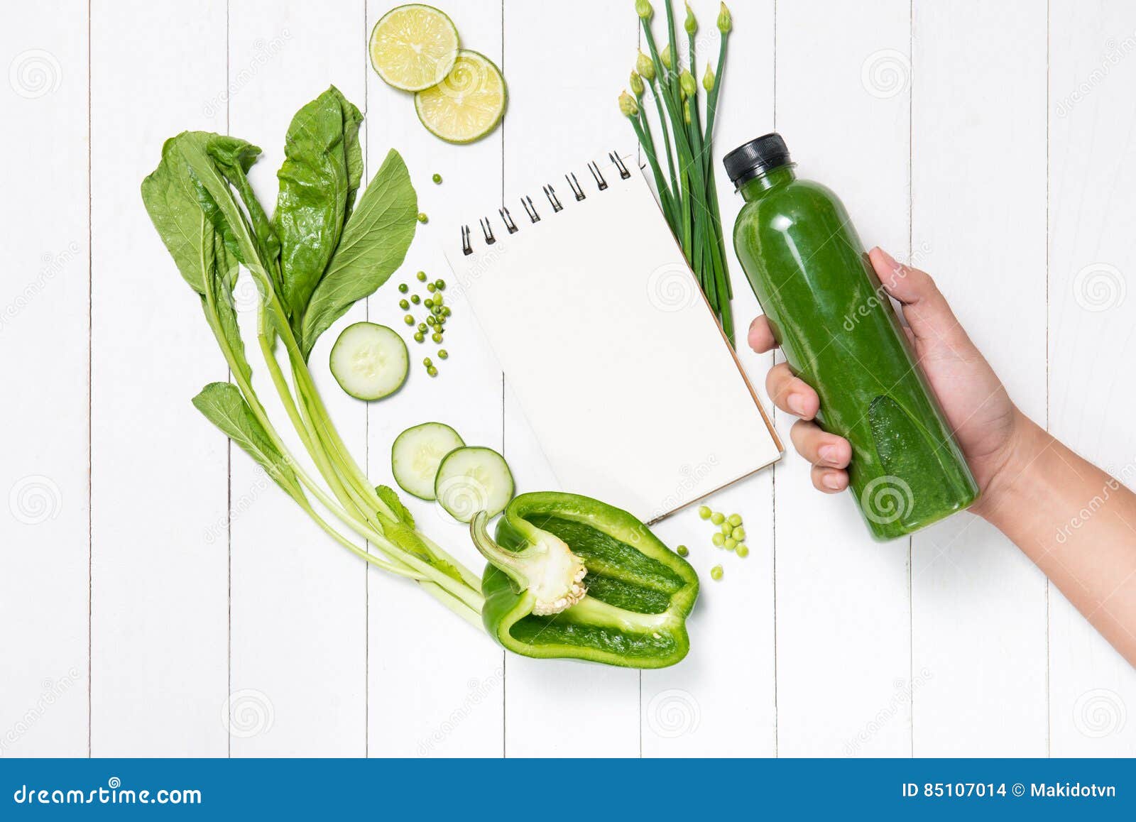 Diet Plan, Menu or Program with Fresh Organic Green Vegetables a Stock