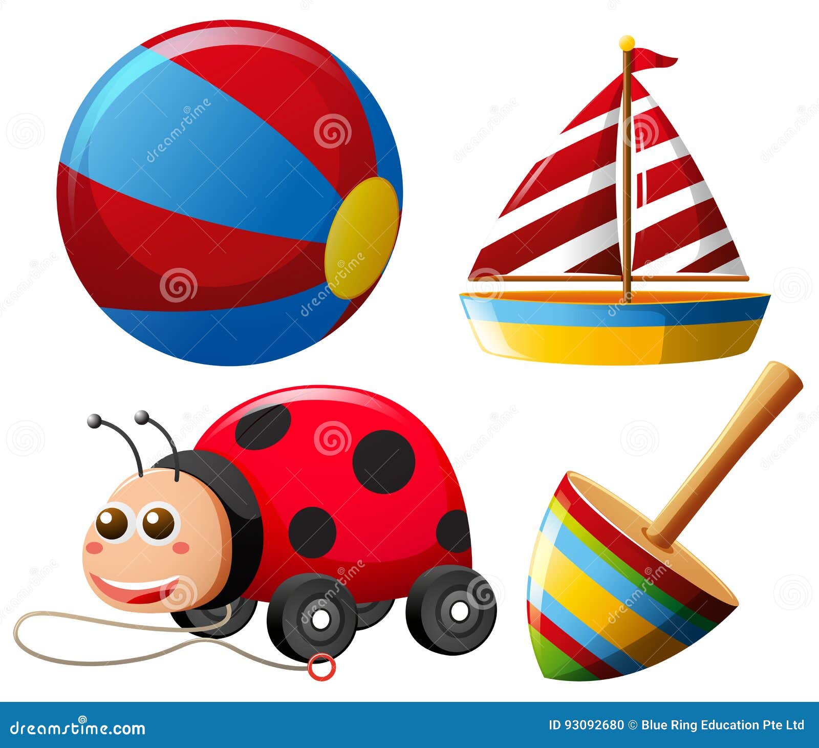 personal Celsius pelota Diferentes Tipos De Juguetes Para Los Niños Ilustración del Vector -  Ilustración de nave, tapa: 93092680