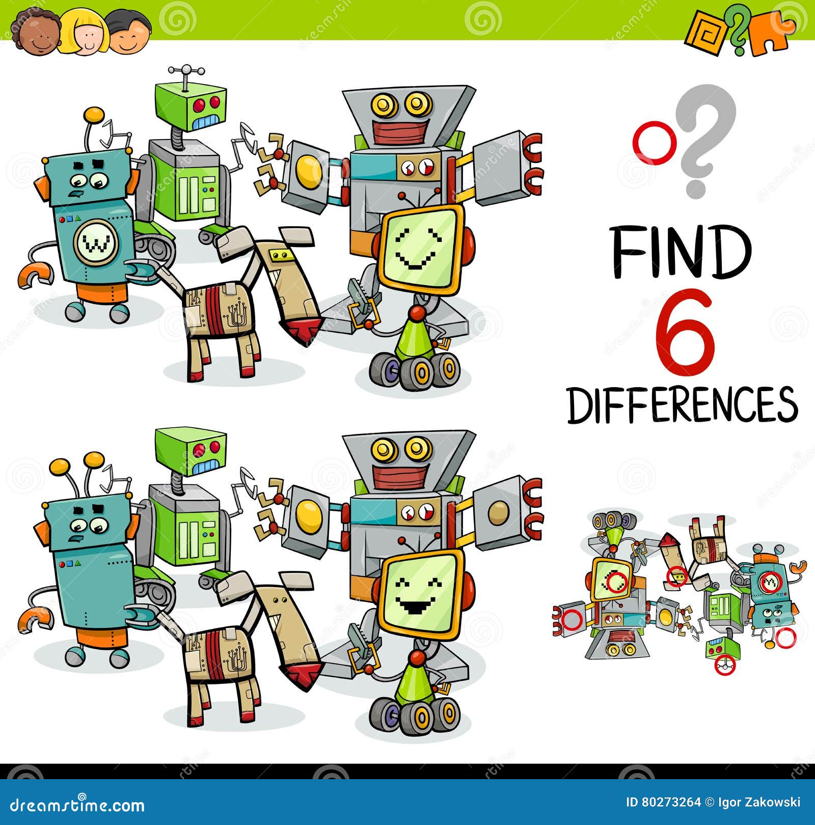 Rettelse vente I navnet Difference Game with Robots Stock Vector - Illustration of vector, ready:  80273264