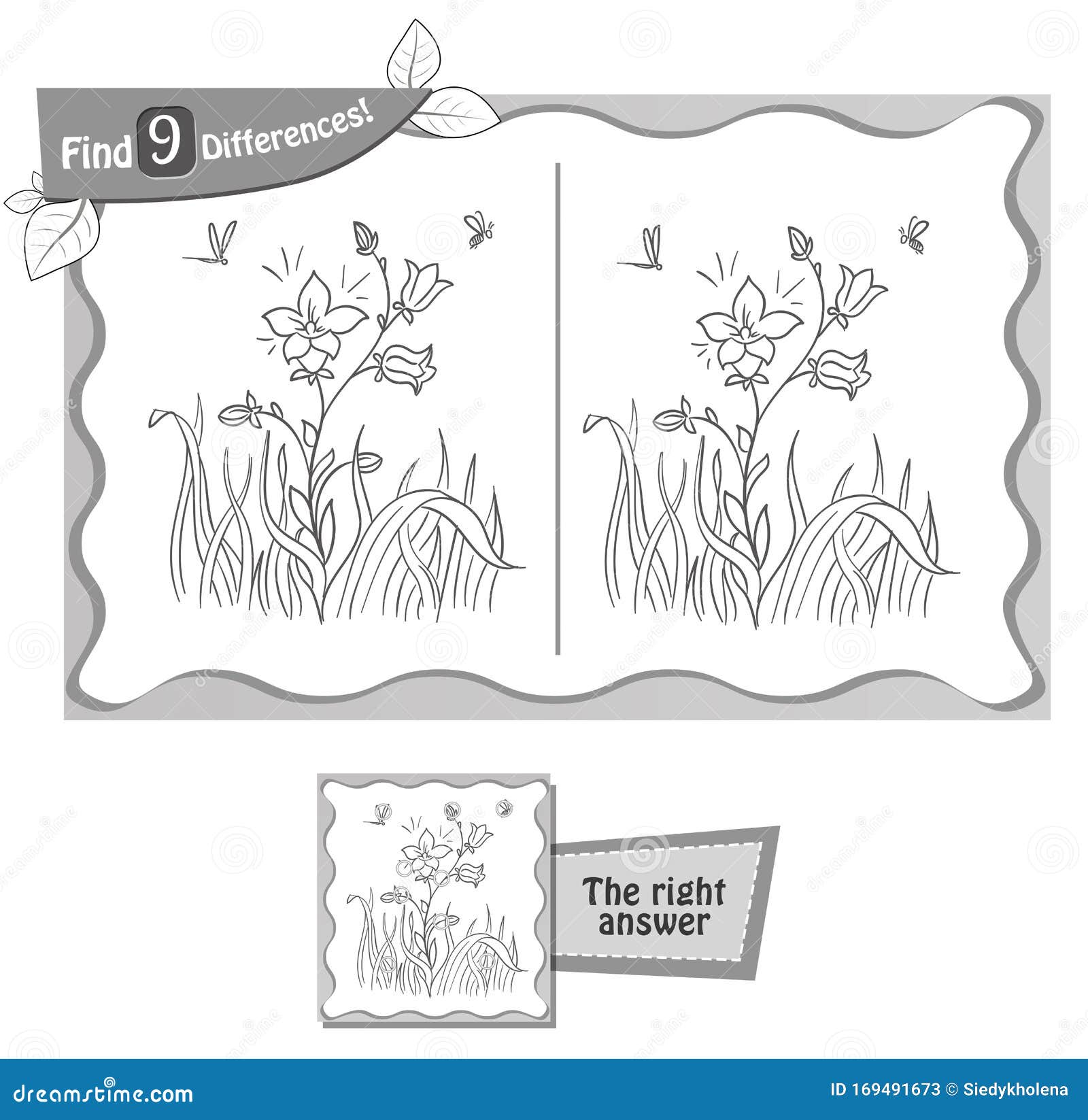 Differences Game Blooming Flower Stock Illustration - Illustration of 