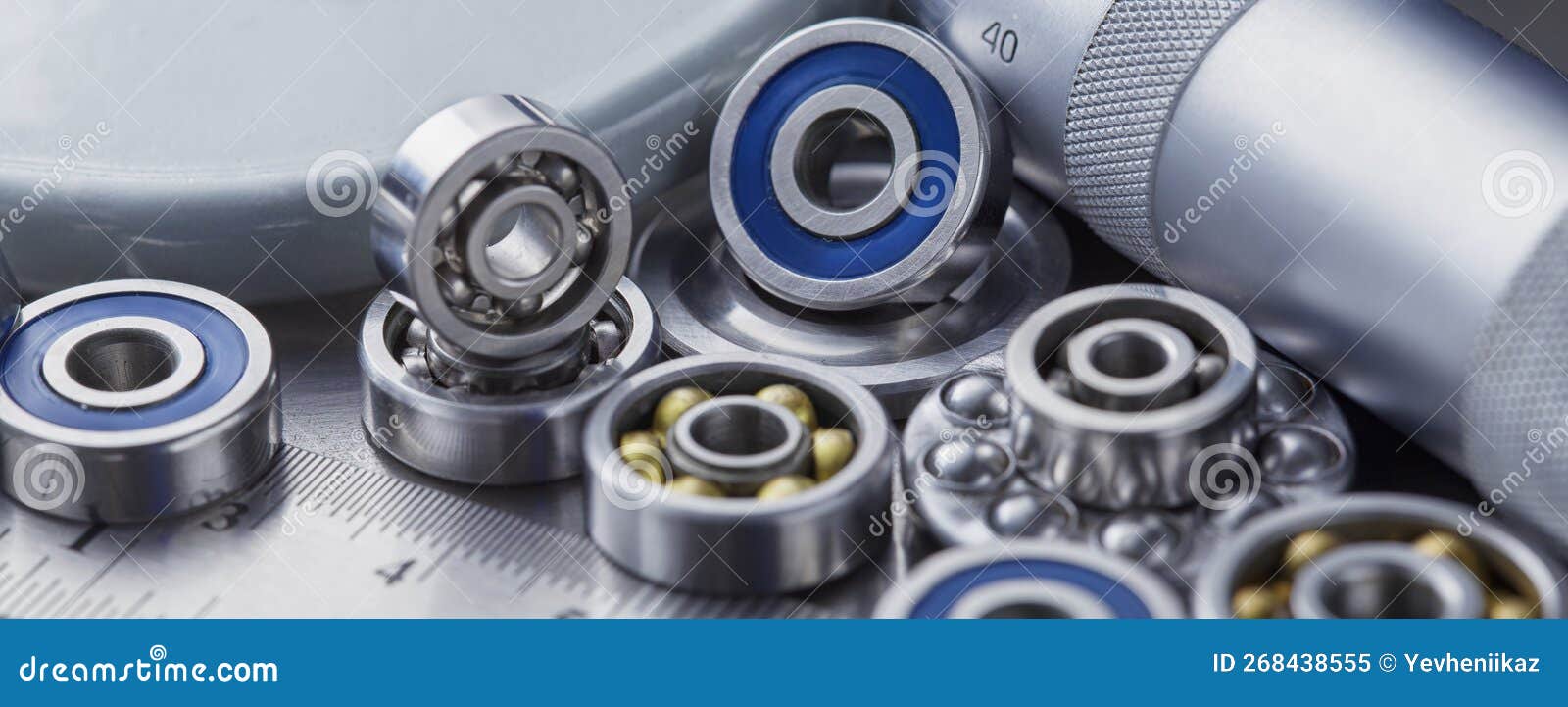 Different Bearings on a Metal Background. Part of Mechanism Stock Image