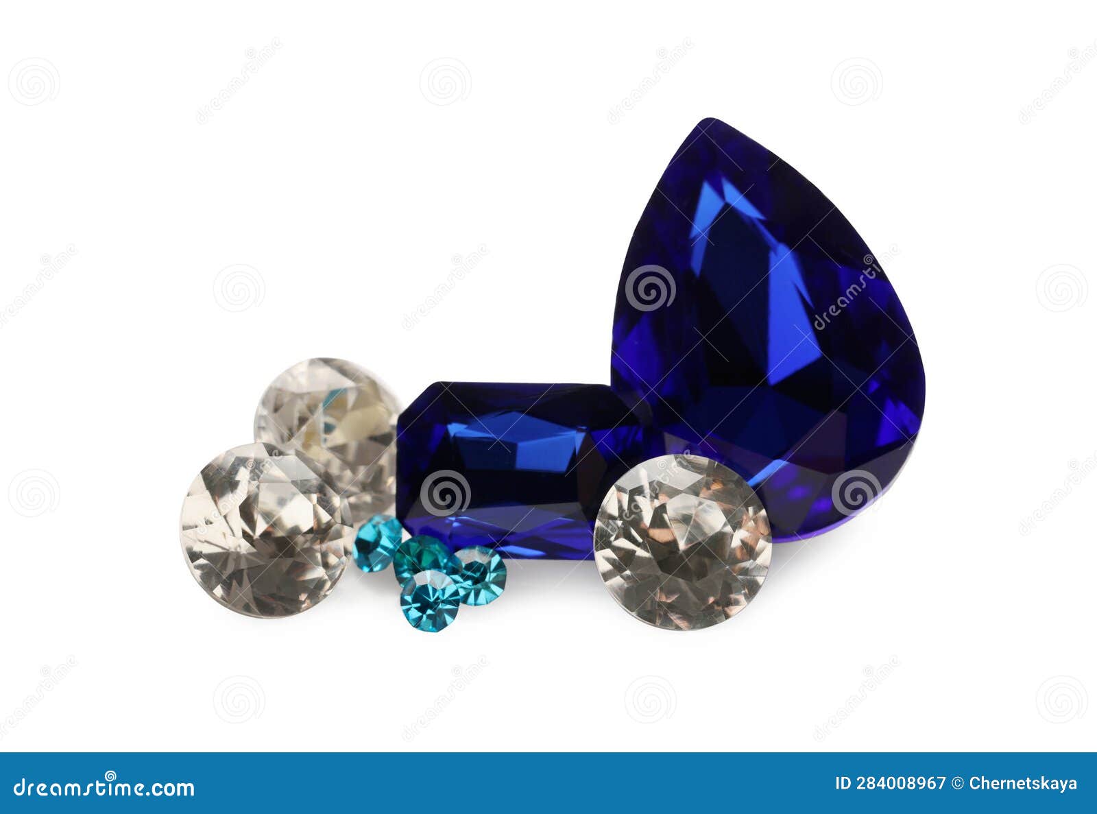 Different Beautiful Gemstones for Jewelry Isolated on White Stock Image