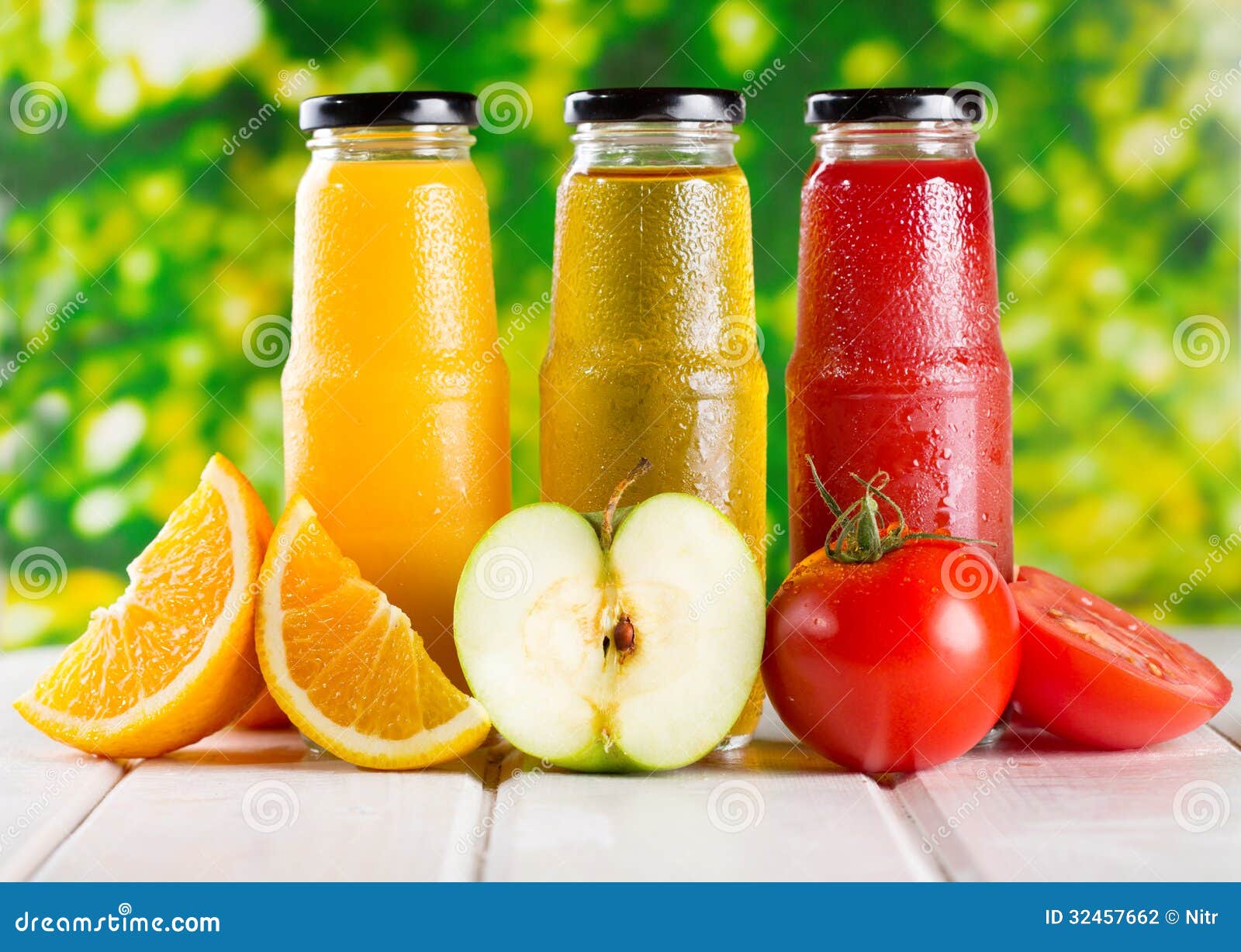 Different Bottles of Juice with Fruits Stock Photo Image of