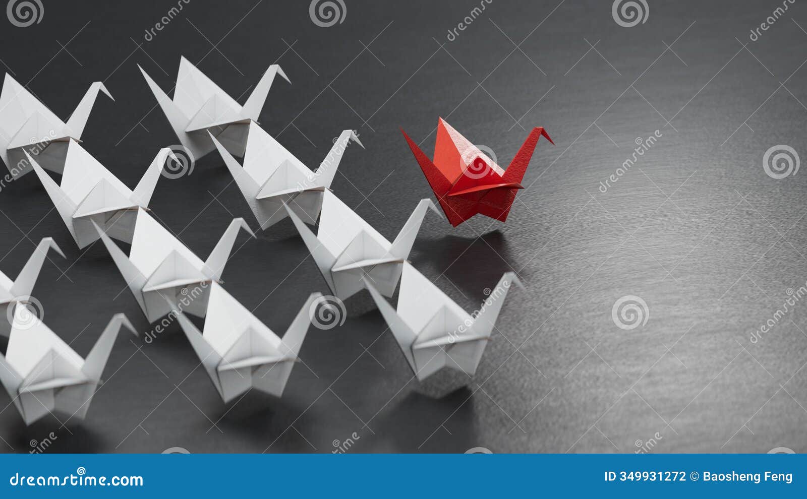 paper art style. creative idea.leader swan concept, black leader swan leading white swans