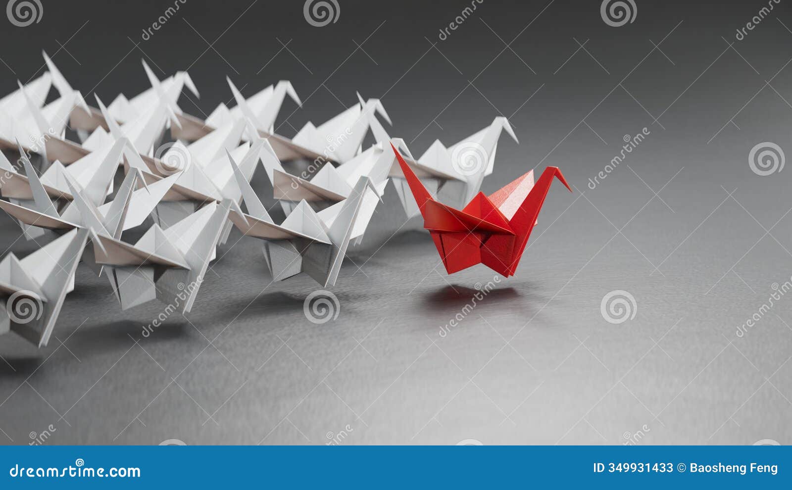 different business concept.new ideas. paper art style. creative idea.red and white paper swan. leader swan concept
